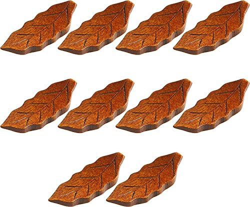 Chinese Cutlery Chopstick Rest, Table Decoration,10PCS Natural Wooden Leaf Shape Chopstick Rest,Creative Decorative Chopsticks Pillow Tableware Holder,Chopstick Stand Spoon Fork Knife Holder