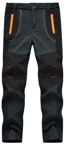 YSENTO Pantalon de randonnée pour homme Pantalon d'extérieur Imperméable Pantalon softshell Coupe-vent Chaudement doublé Pantalon de ski Pantalon de snowboard Pantalon de trekking d'hiver, gris, XXL