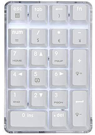 Pavé numérique mécanique marron avec interrupteur filaire pour gaming avec boîtier en cristal, 21 touches, mini pavé numérique
