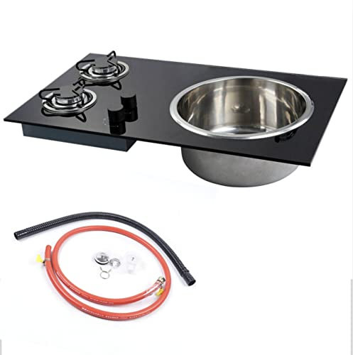 Fornello da esterno for camper, piano cottura combinato, bruciatori, fornelli, lavello da campeggio, lavabo da cucina, lavello da cucina, fornello a gas GPL in acciaio inox, piano cottura e lavello co