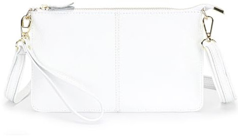 SCOFY FASHION Kleine Umhängetasche aus 100 % echtem Leder, für Damen, minimalistische Geldbörsen und Handtaschen, Pkm801-white 2, ONE SIZE