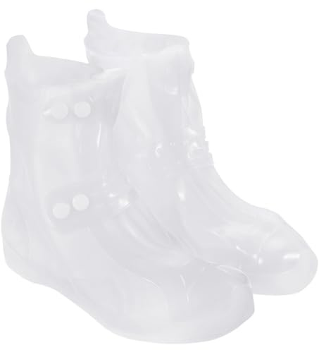 M METERXITY 1 Pair Waterproof Shoes Cover - Reusable Anti-Slip Foldable Galoshes Shoe Protectors with Buckle, Apply to Outdoor Sports (M, White)