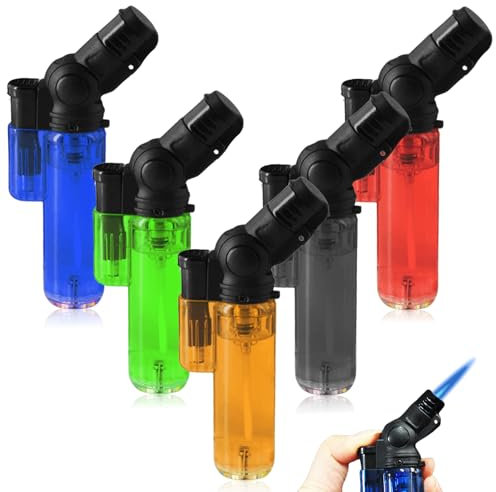 5 Mecheros Recargables con Llama de Chorro y Tormenta, Mini Mechero de Gas, Quemador para Cocina, Pastelería, Camping (Gas no Incluido)