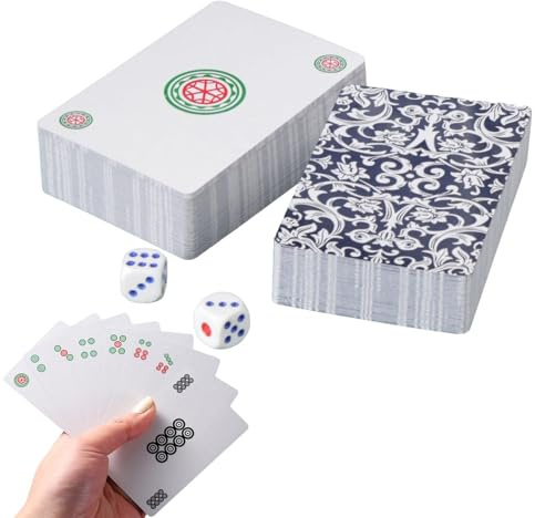 Cartes À Jouer Mahjong - Cartes De Mahjong De Voyage En Papier, Kits De Mahjong Chinois En Papier | Jeu De Société Traditionnel Chinois Mahjong Avec Dés, Jeu De Société De Divertissement Domestique Po