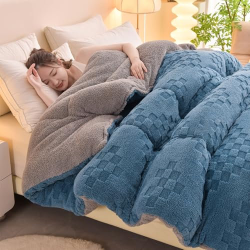 Steppdecke, Flauschige Kaschmir Steppdecken Für Allergiker Duvet, Verdicken Sie Lamm Kaschmir Decke Winter Weiche Warme Bettdecke Bettwäsche,A,59x79in 7.7Lb/150x200cm