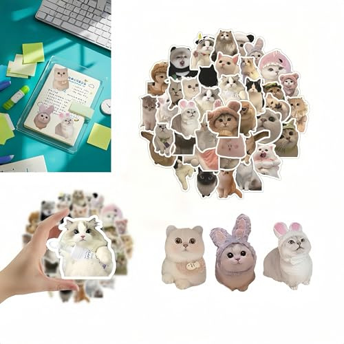 Children's Stickers - Pack of 60 Cute Cat Stickers, Waterproof Vinyl Sticker Set for Kids, Ideal for Decorating Laptops, Water Bottles, Notebooks, and More