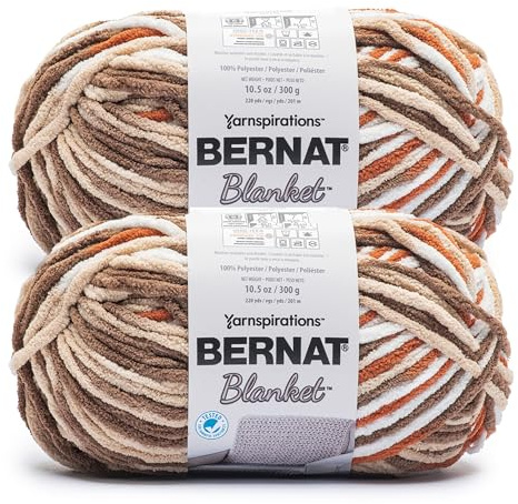 Bernat Blanket BB Woodland VARG. Ovillo de ovillo, paquete de 2 unidades de 300 g, 100% poliéster, #6, súper voluminoso, 220 yardas, tejido de punto/ganchillo