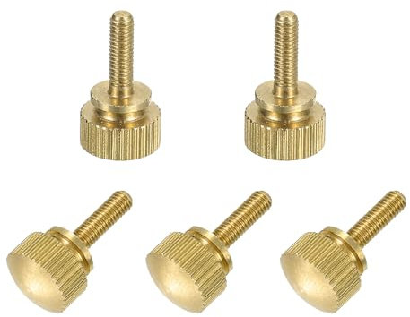 sourcing map 5 tornillos de latón moleteados, pernos de hombro M3 x 10 mm, pernos de agarre escalonado, tornillos de latón macizo moleteados con diamante para electrónica, mecánica
