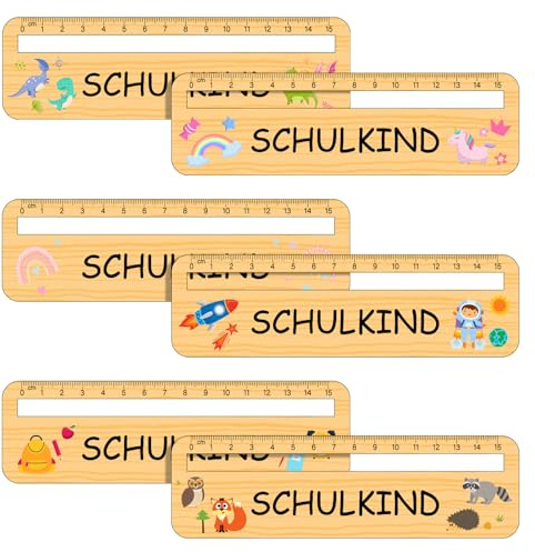 Nezyo 6 Lineal 15 cm Grundschule Lesehilfe Kinder 1 Klasse | Einschulung Geschenk, Lesehilfe Lineal, Geschenkpapier Einschulung, Schulkind Geschenk 2026 für Junge Mädchen