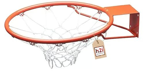 h2i Basketballkorb Ø 45 cm mit Wandhalterung & Basketballnetz | Basketball Ring für Indoor & Outdoor | wetterfest & robust | für Garten, Garage & Sporthalle