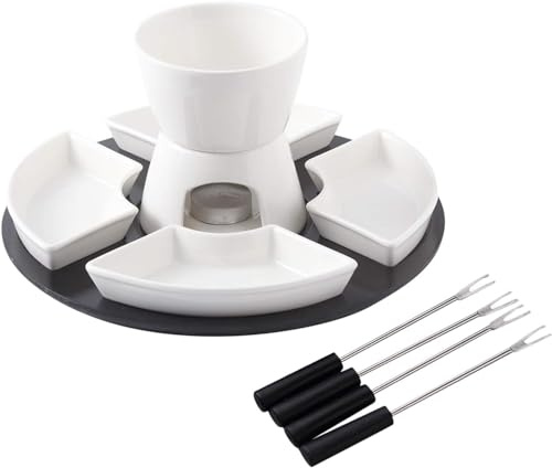 Chocolate Fondue Set Melted Chocolate With Plates Ceramic Stainless Steel Forks Easy To Use And Clean