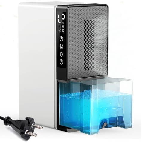 Luftentfeuchter Elektrisch, 28dB Leise Entfeuchter, 2,3L Raumentfeuchter Gegen Feuchtigkeit Schimme, mit Luftfilter Abtaufunktion Timer-Abschaltung, Ideal für Schlafzimmer Badezimmer und Wohnwagen
