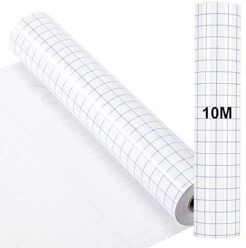Transferfolie Plotter für Plotterfolie, 30,5 x 1000cm, Transferfolie Plotter mit klarem Ausrichtungsgitter, Übertragungsfolie Plotter für Cricut, Silhouette Cameo, Schildern, Fensterkorationen