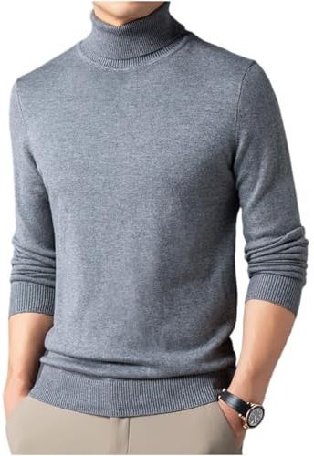 WINDEHAO Maglione da uomo in cashmere di alta qualità, morbido e sottile, maglione invernale a collo alto caldo lavorato a maglia
