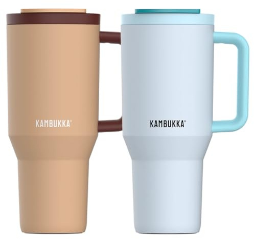 Kambukka RIO Set 2×950 ml Chilly Vibe – Botellas térmicas con pajita, acero inoxidable 18/8, diseño hermético, sin BPA