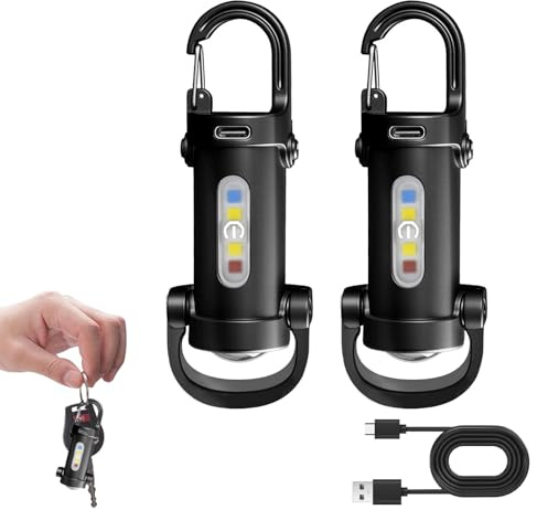 2PCS 1200LM Super Bright Mini Keychain Flashlight Waterproof Rechargeable
