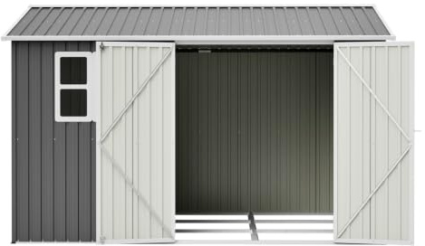 KOMHTOM Abri de Jardin en Acier Galvanisé (10x8 FT-Gris)