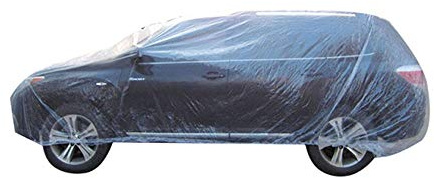 Mintice Plastique jetable Transparent Housses de Voiture universelles Pluie poussière Couverture de Garage imperméable Stockage temporaire 4.8m*7.5m