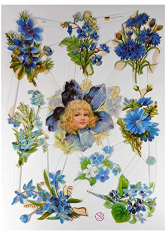 Glanzbilder EF 7101 Engel Blume Strauss Oblate Posiebilder Scrapbook Deko GWI 624