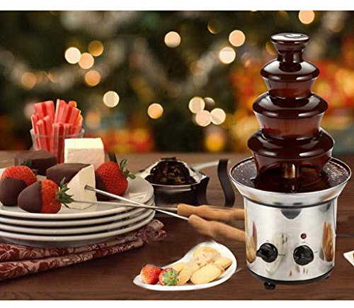 MU Máquina de Fuente de Chocolate DIY de Cuatro Capas - Máquina de fusión de Olla Caliente de Cascada de Acero Inoxidable - Torre de fusión automática - Actividades de Fiesta, Hogar, Buffet,Tres Piso