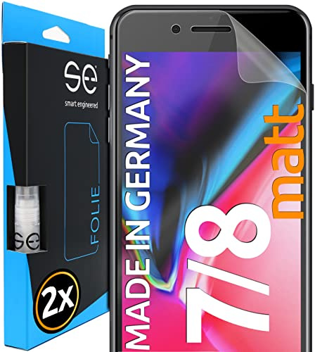 2x se® 3D SCHUTZFOLIE Entspiegelt für Apple iPhone 8,Anti-Staub, 100% Fingerabdruck & FaceID kompatibel, einfache blasenfreie Installation, Ultra-Klar, Stoß-Kratzfest, aus Deutschland