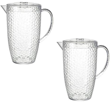 Bello Dimple Clear Plastic 2 Litre Picnic Water Jug Pitcher with Lid (2)