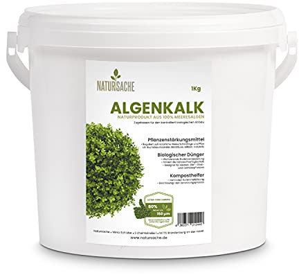 Natursache biologischer Algenkalk aus 100% Rotalge, 1kg I Reguliert Schädlinge auf natürliche Weise I Natur-Dünger für Buchsbäume & andere Pflanzen I Anleitung per E-Book