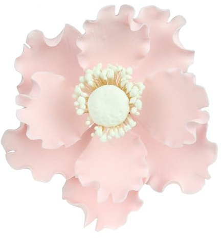 O'Creme Gumpaste Anemone Flower Set of 3 Pastel Pink- Edible Flowers for Cake Decorating - Sugar Paste Flower Decorations for Cakes, Cupcake Toppers - Birthday Party, Wedding, Valentines Day, Shower