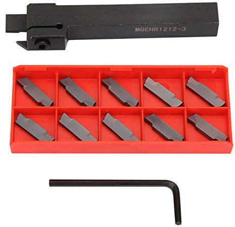 Fafeicy Utensile per Tornio CNC con Set 10 Pezzi di Inserti Indicizzabili in Metallo Duro 12 * 12mm/0,47 * 0,47in e 1 Portautensile per Tornitura