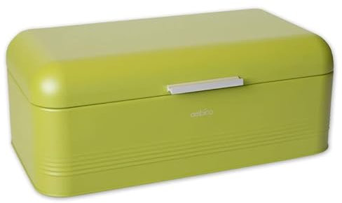 ambico Brotbox ALVA M/L aus Metall Brotkasten, Maße: 30x20x15,5 cm und 42x24x16,5 cm, Vintage Brotkasten erhältlich in versch. Farben (42x24x16,5 cm, oliv)