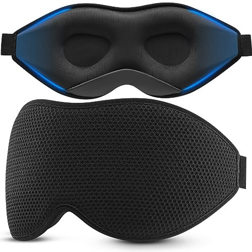 OnaEz Seitliche Schlafmaske für Männer und Frauen, Modified 3D Mesh, Atmungsaktive Komfort-Augenmaske, 13mm Augenhöhlen, Nasenpads, 100% lichtblockierende Schlafbrille,für Reisen und Yoga
