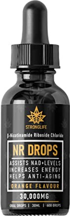 STRONGLIFE NR Liquid Drops - 30 Grams of Nicotinamide Riboside | 99% Purity of NR Better Absorption Than Capsules | Supports NAD+ Levels - DNA Repair - Anti Ageing | Orange Flavoured - 30ml
