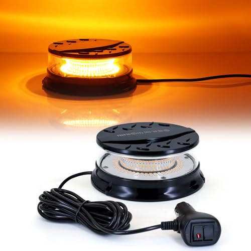 Dinfu Gyrophare à LED, gyrophare orange 12V-24V jaune gyrophare avec câble magnétique et 3 mètres pour chariot élévateur-tracteur voiture de golf tracteur SUV