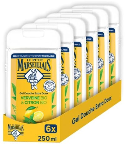 Le Petit Marseillais Extra mjuk dusch- och badgel, ekologisk verbena och citron, 6 x 250 ml