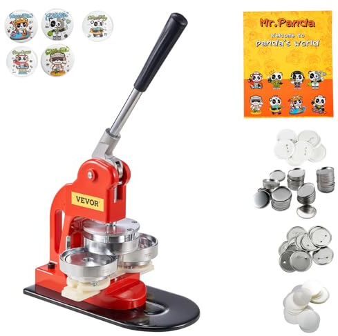 VEVOR Machine à Badges de 75 mm Presse à Badge avec 500 Ensemble de Matériels Livre Magique et Coupe-Cercle Machine à Fabriquer des Badges en Fer et ABS Kit pour Personnalisation de Badge à Épingle