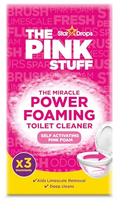 The Pink Stuff Miracle Power Foaming Toilet Cleaner - Deep Cleaning Self Activating Pink Foam For Tough Stains Odor Limescale Removal And More - 3 Treatments