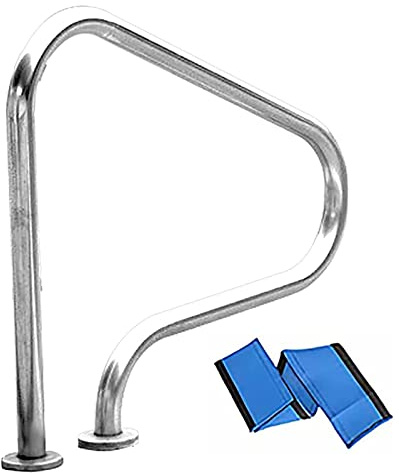 Pasamanos De Piscina, 80 * 80 Cm 304 Acero Inoxidable 250LBS Pasamanos De Piscina De Carga Con Cubierta De Agarre Azul, Pasamanos De Paso De Piscina Para Piscina Interior / Exterior ( Size : 1 PACK )