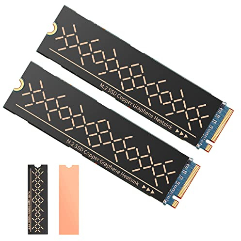 DolDer M.2 2280 SSD Graphen Kühlkörper, Heatsink Thermal Pad mit voller Abdeckung der 0.2mm Graphen-Beschichtung - 2 Stück