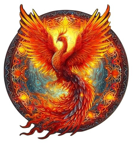 Funnli Holzpuzzles für Erwachsene, Einzigartige Tierförmige Holz-Puzzle (Phönix-2), Puzzle aus Tierteilen (S-21.6 * 20cm-100pcs Stück)