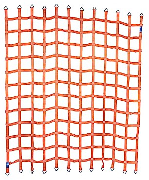 Lasiprofi Gurtbandnetz 50mm, Ladungssicherungsnetz 2690 x 2690 mm für LKW und Anhänger, orange mit D-Ringen für 6 Paletten gleichzeitig | Ladungssicherung | Niederzurren (Maschenweite 390 x 390 mm)