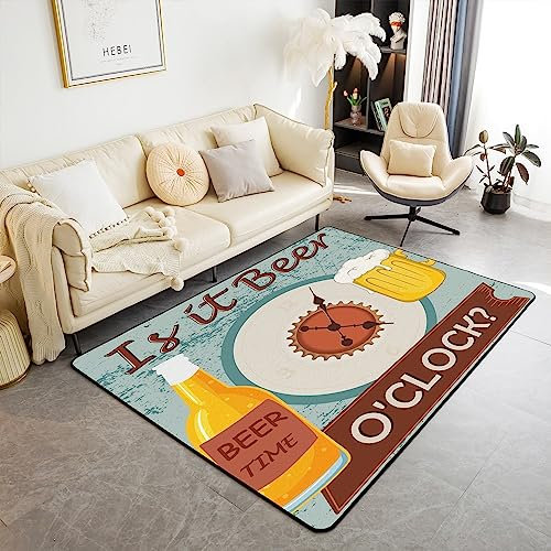 Tapis de Salon de bière Tapis de Salon 150x200cm cadeau pour les amateurs de bière tapis d'intérieur boire de la bière horloge tapis d'intérieur boozing lover tapis Chambre Teal tapis décoratif