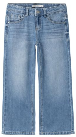 Name IT Mädchen Girl Wide Fit Weite Jeans, Medium Blue Denim, 140 EU