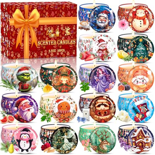 BBLTIFF Velas Aromáticas, 16 Piezas Velas Aromaticas para Regalo, Velas Perfumadas de Navidad Juego de Regalo, Velas Perfumadas para Navidad, Cumpleaños, Día de San Valentín, Día de La Madre