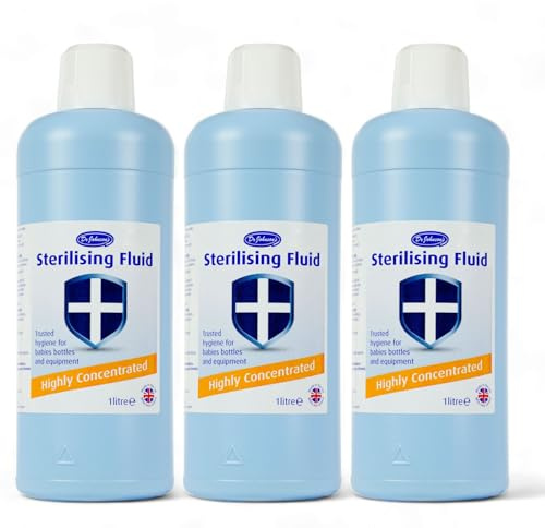 3 x 1L Dr. Johnson's Sterilising Fluid - Highly Concentrated - Powerful Antibacterial Solution Effective Germ Killer - Trusted hygiene for babies bottles and equipment