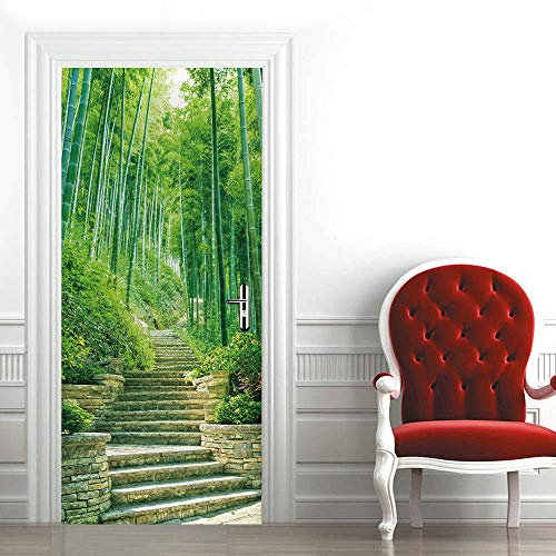 Stickers Mural Porte 3D Poster Autocollant Porte Trompe l'oeil Auto-adhésif Vinyle Affiche De Porte Stickers Photo Chambre Salle De Bain Papier Peint Art Décor 73x205 cm Escalier