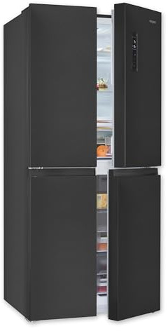 Exquisit MD425-150-040C Inoxlook Multidoor Kühlschrank - 421L No Frost | Viertürige Kühl-Gefrierkombination, Effizienzklasse C, 182 kWh/Jahr, 39 dB Leise, Temperaturregelung & Alarm - 421 Liter