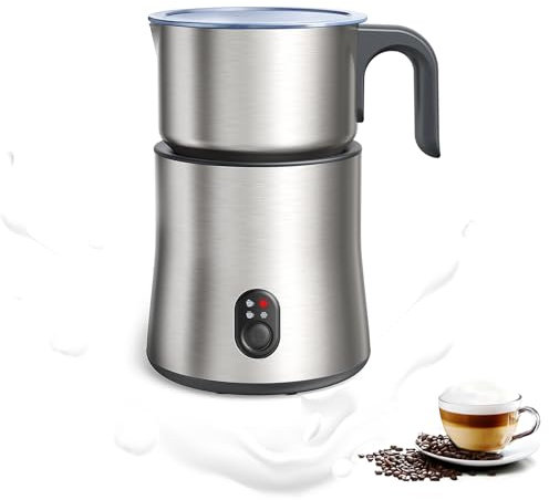 Montalatte Rimovibile, Montalatte Caldo E Freddo da 500 Ml E Vaporiera, Montalatte Automatico 4 in 1, Montalatte Elettrico in Acciaio Inossidabile per Latte, Cappuccino, Riscaldamento del Latte