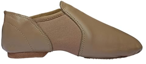 BAVA Slip On Jazz Shoes Split Sole Tan Leather Neoprene Modern Stage Dance Shoes