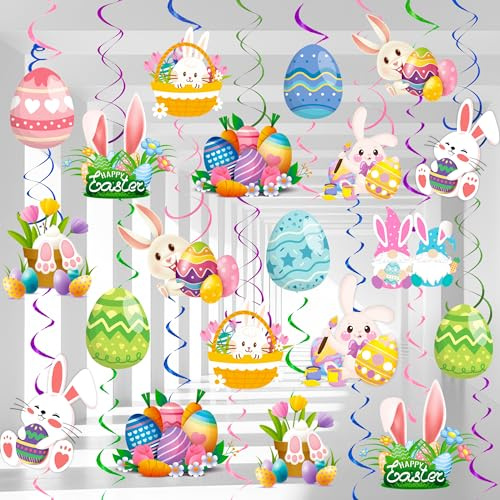 Ostern Hängende Spiralen, 56 Pcs Osterspirale Osterdeko Spirale Osterdeko Hängespirale für Oster Party Deko