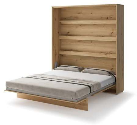 Friderik Bed Concept BC-013 Wandklappbett Vertikal Schrankbett mit Matratze, 180x200 cm (Artisan-Eiche)